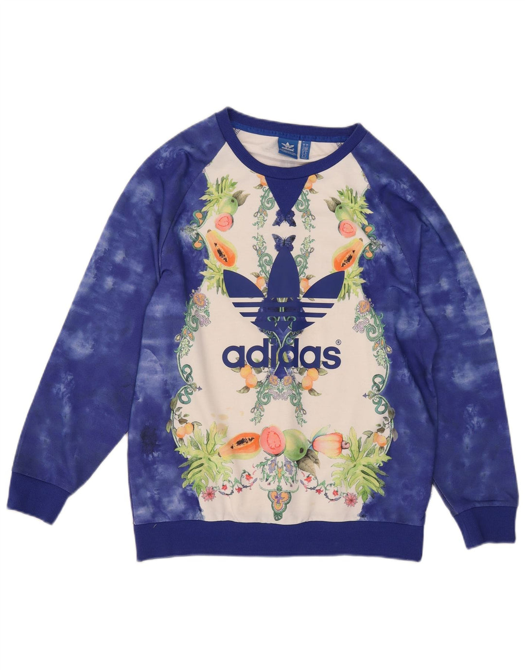 Adidas feminino gráfico oversized moletom jumper reino unido 10 pequeno azul