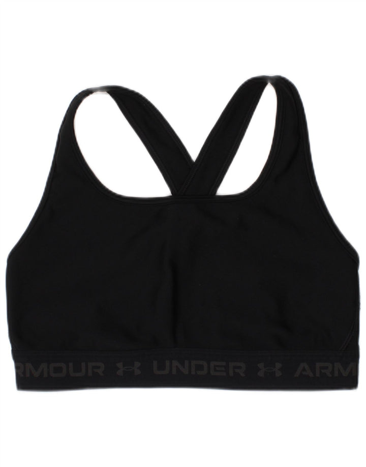 Sutiã esportivo gráfico de compressão feminino Under Armour Top médio preto esportivo