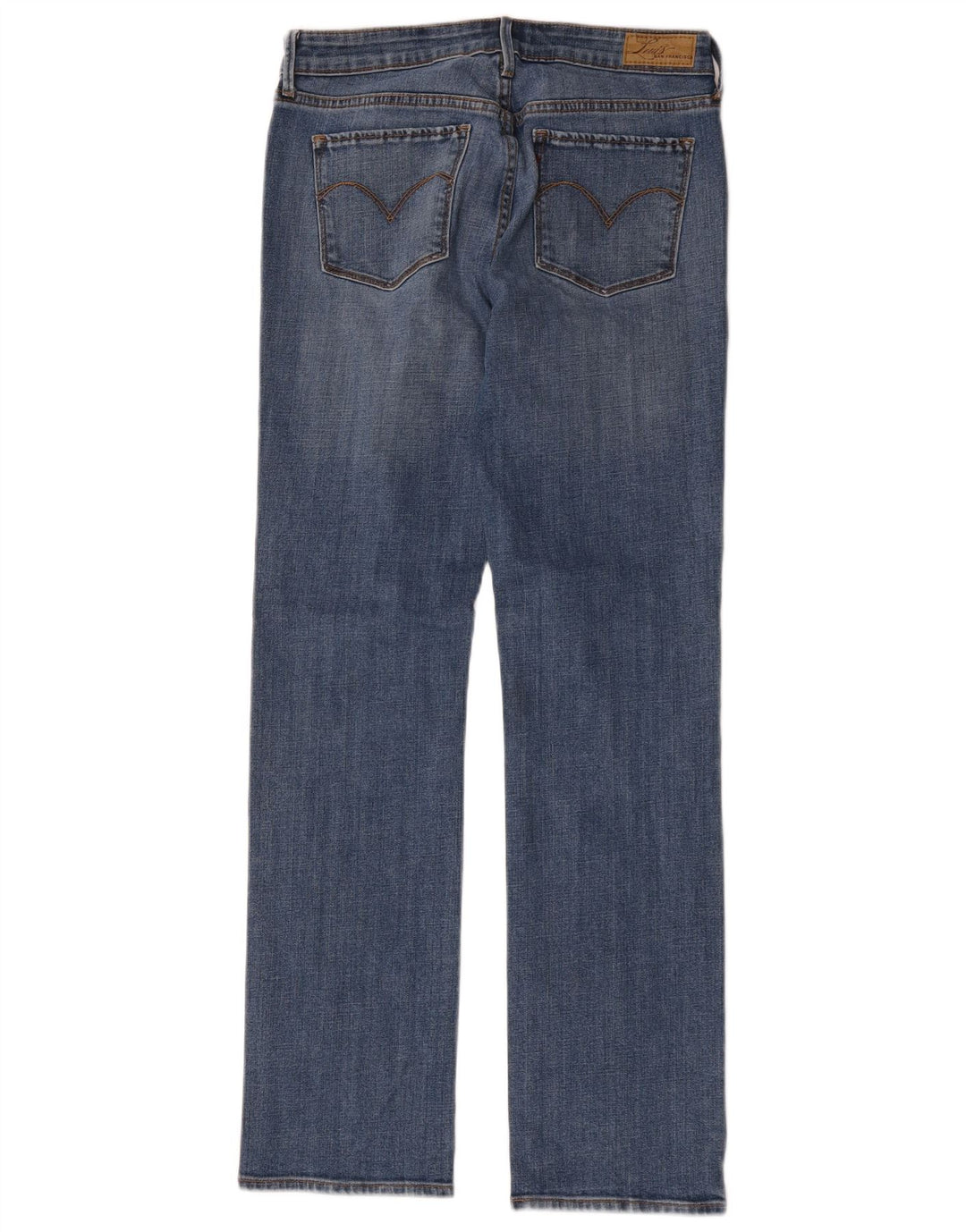 Calça jeans feminina Levi's ligeiramente curvilínea reta US 6 médio W28 L30 algodão azul