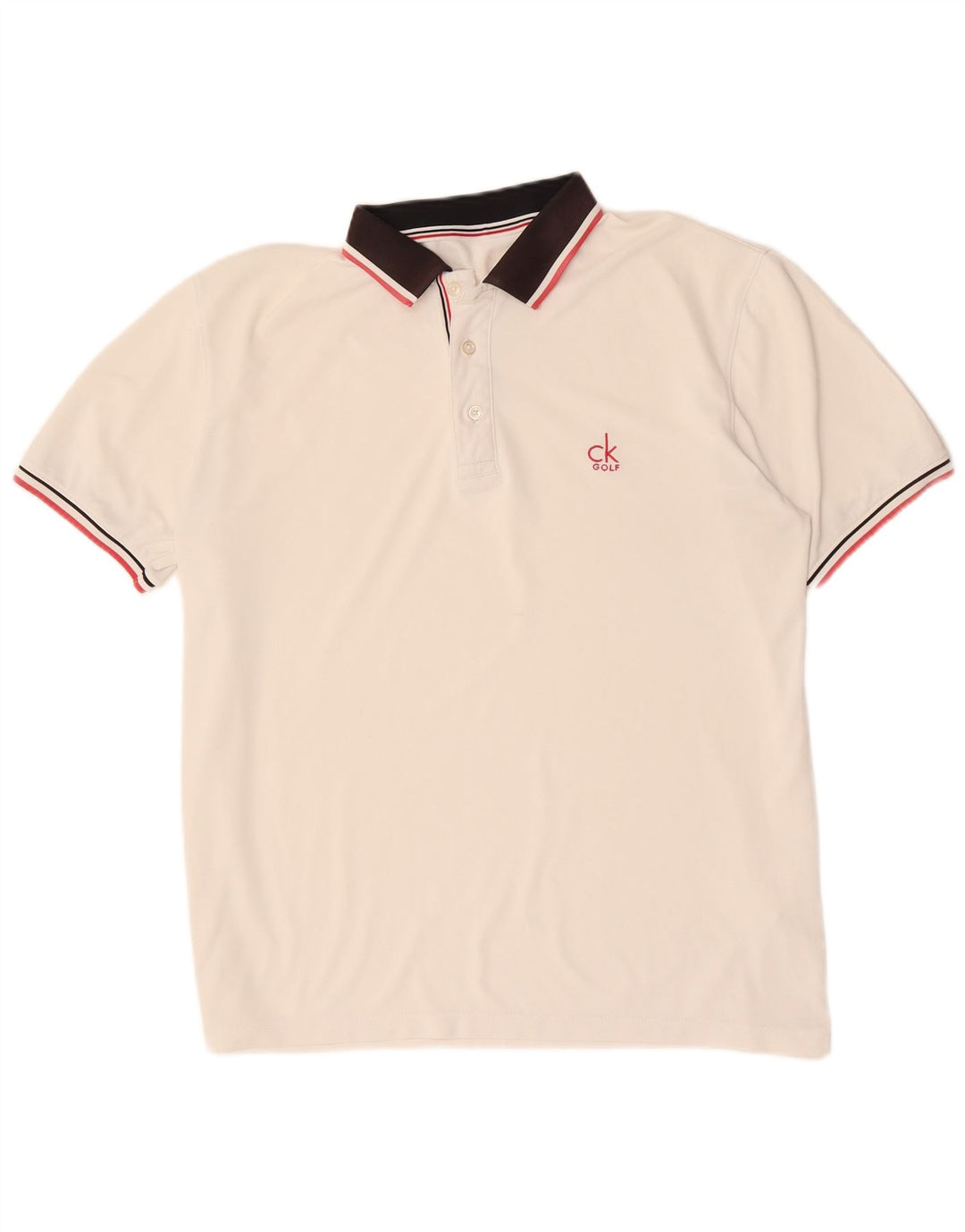 Camisa polo masculina de golfe CALVIN KLEIN grande poliéster colorido branco