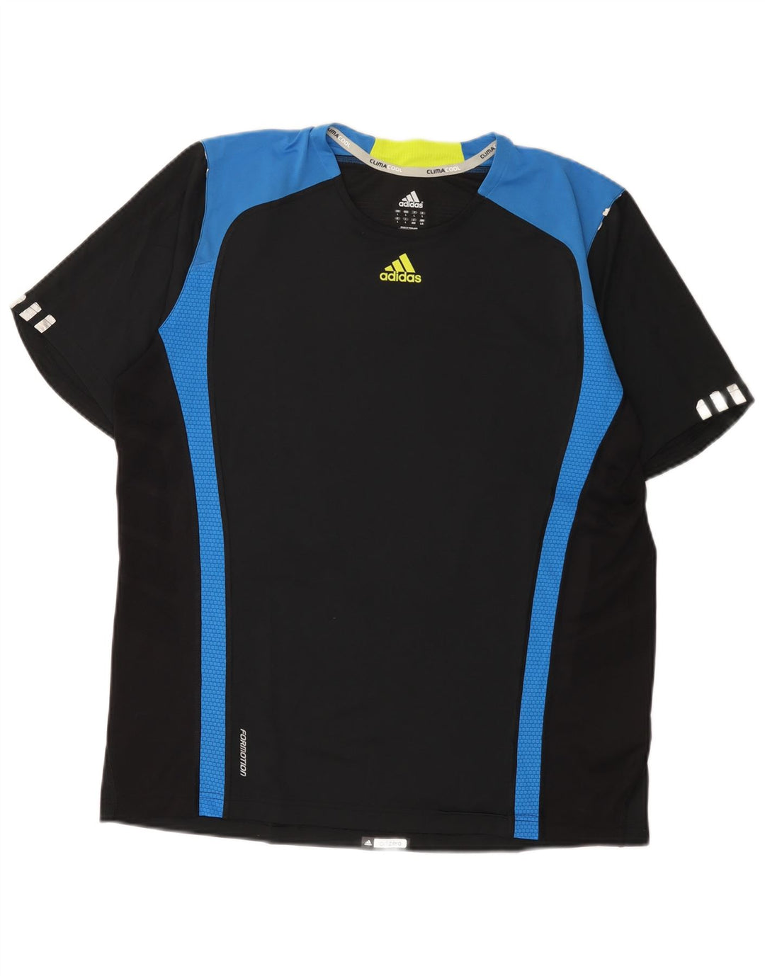 Adidas Mens Climacool Camiseta Top Grande Preto Colorblock Poliéster