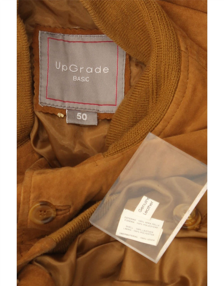 Jaqueta bomber masculina VINTAGE de camurça IT 50 grande couro marrom