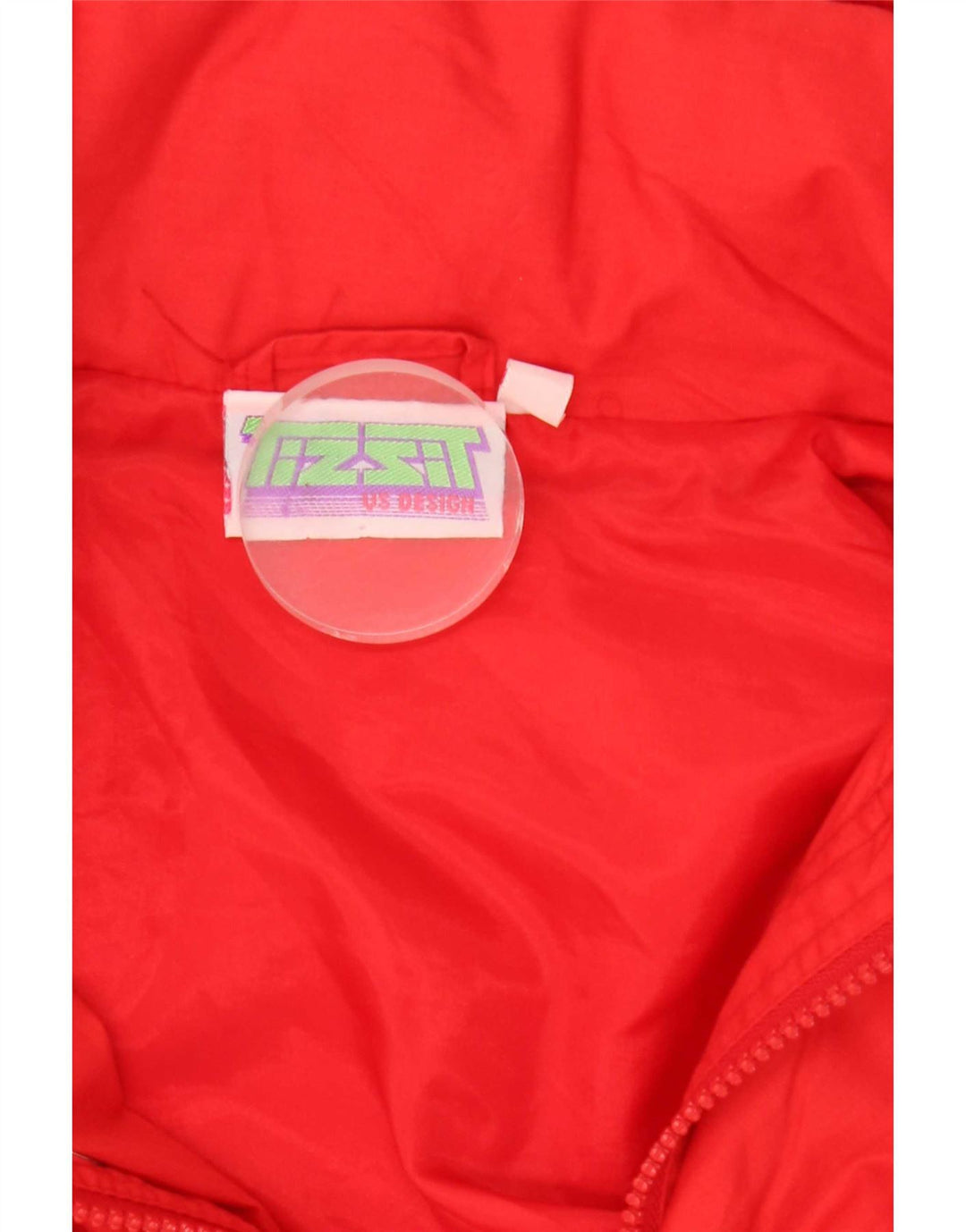Jaqueta bomber com capuz masculina vintage poliéster vermelho grande Reino Unido 40