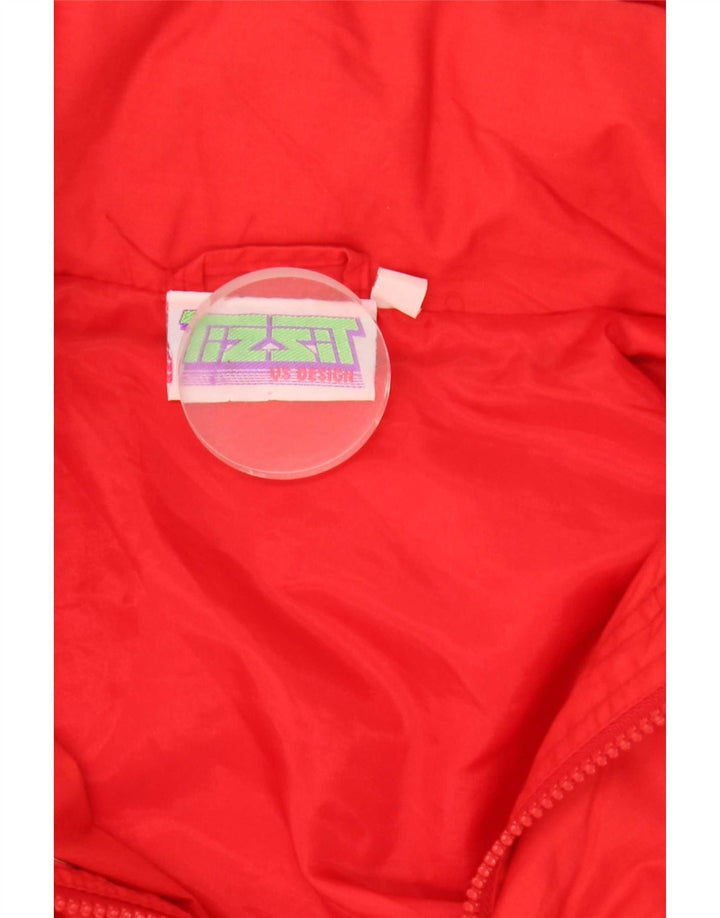 Jaqueta bomber com capuz masculina vintage poliéster vermelho grande Reino Unido 40