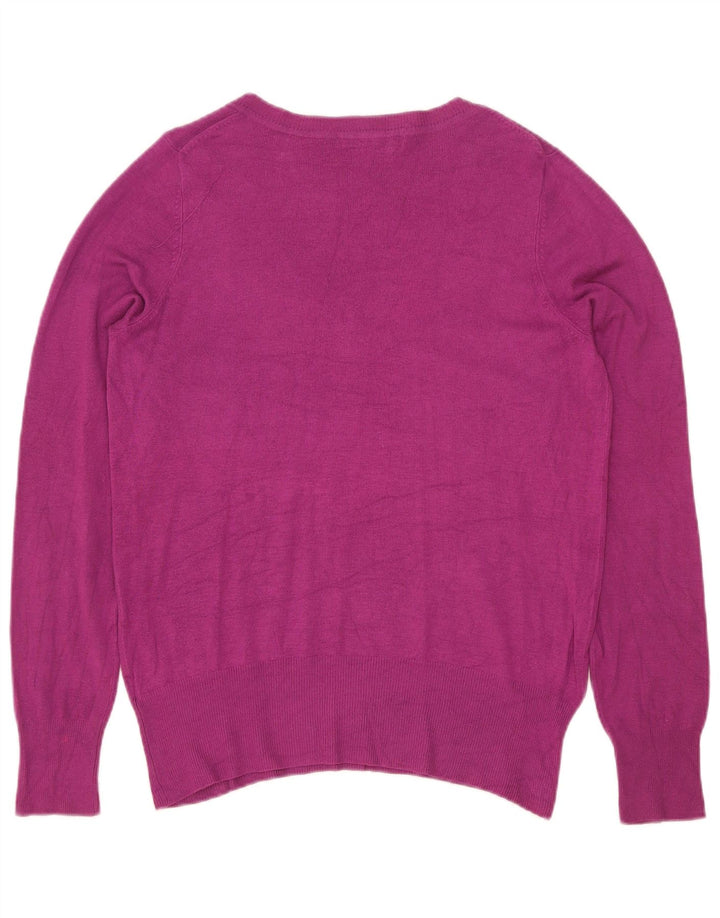Suéter feminino Marks & Spencer com decote em V Reino Unido 14 viscose marrom médio