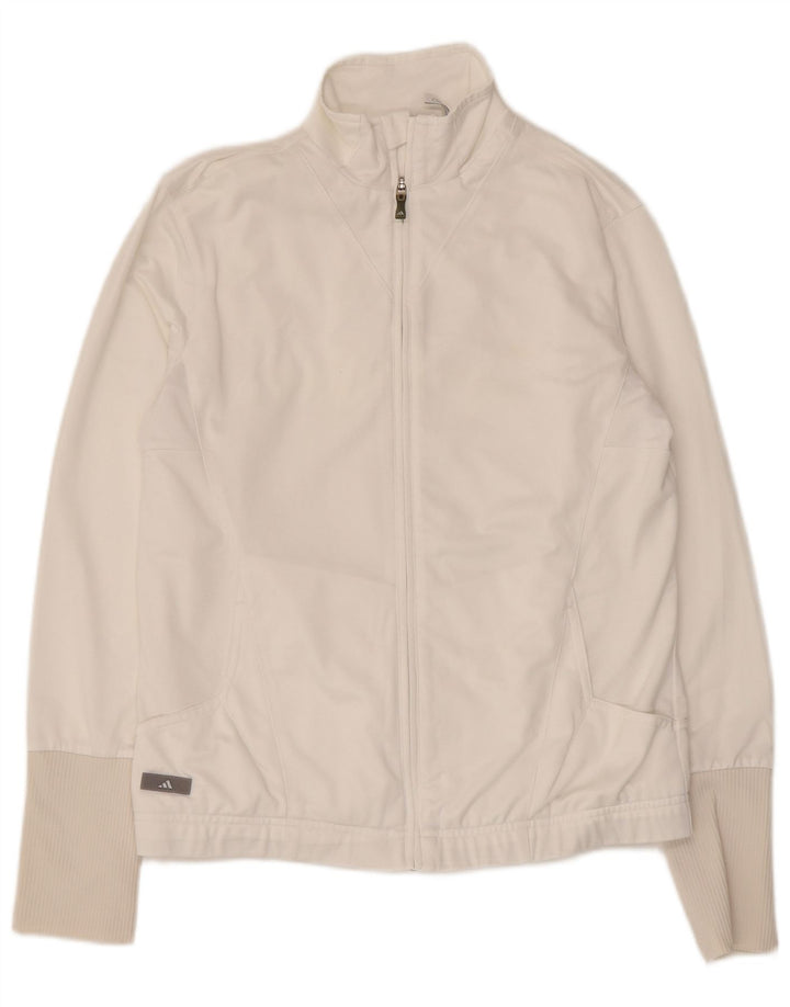 Adidas Womens Tracksuit Top Jacket UK 16 Grande Branco Poliéster