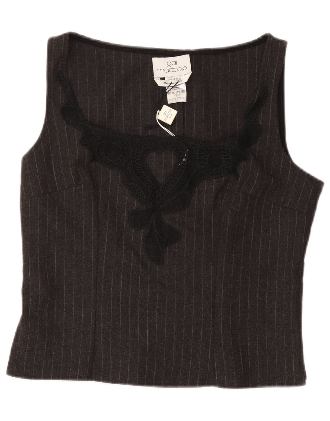 Blusa feminina sem mangas GAI MATTIOLO Top IT 48 XL listrado cinza