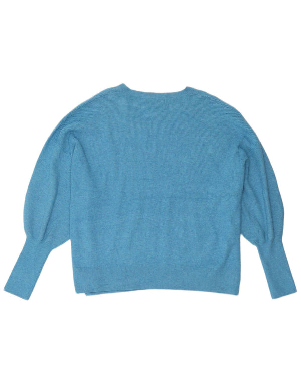 Suéter feminino Marks & Spencer grande com decote em V Reino Unido 18 XL azul