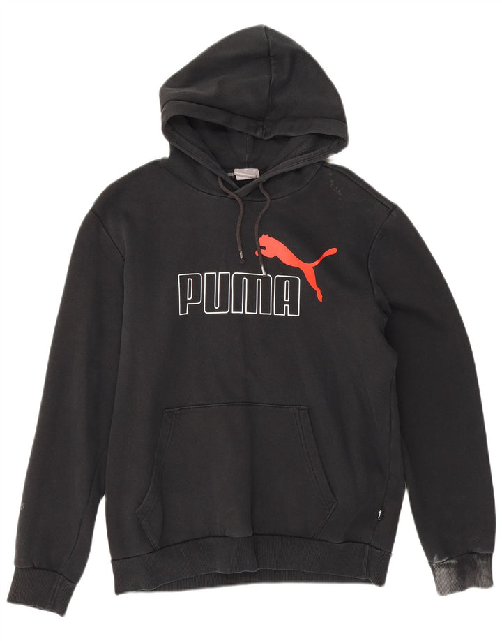 Puma masculino gráfico moletom com capuz pequeno algodão preto