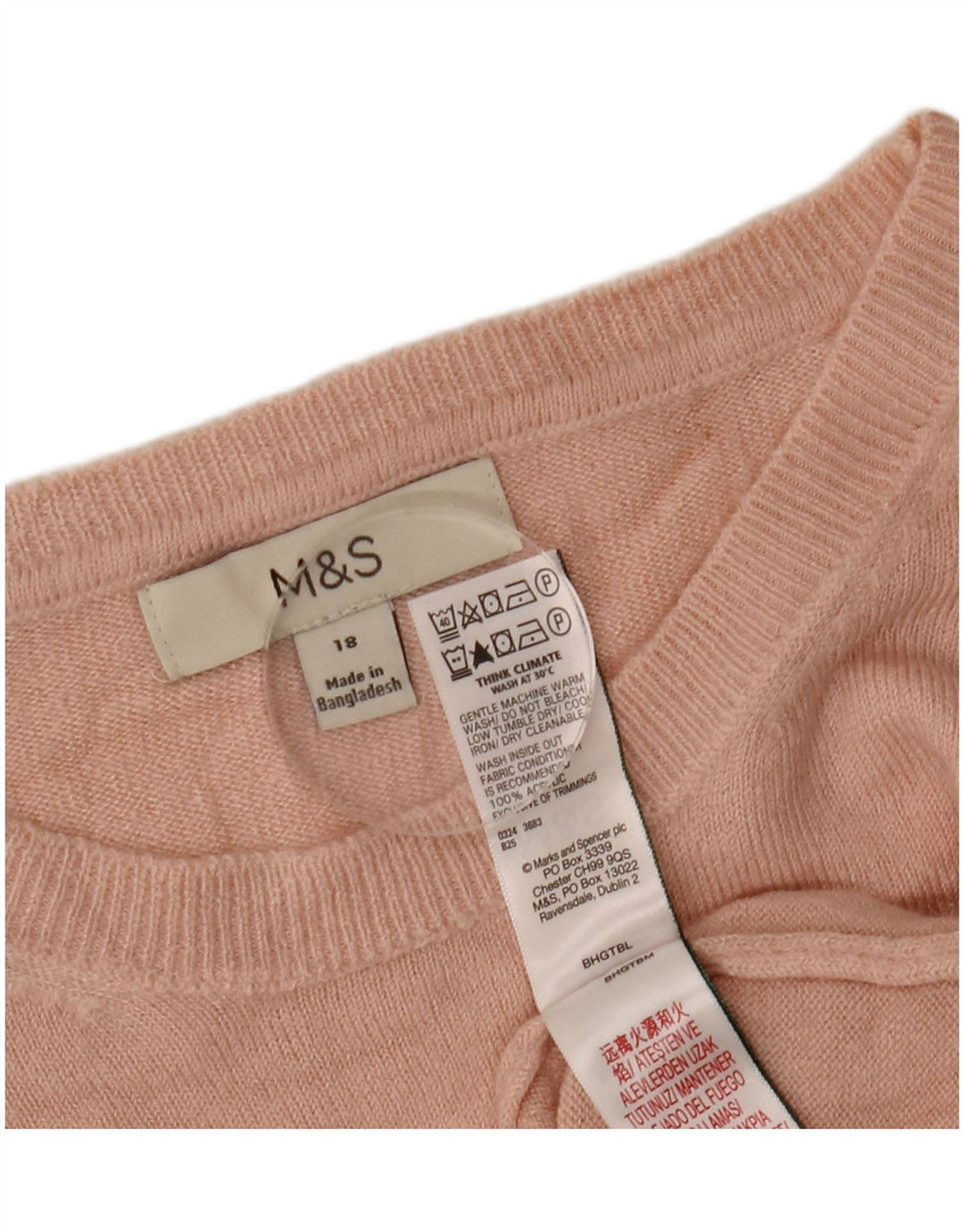 MARKS & SPENCER Suéter feminino oversized com gola redonda Reino Unido 18 XL rosa