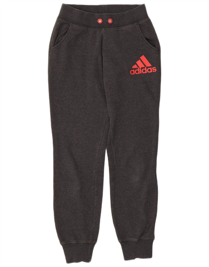 ADIDAS Womens Graphic Tracksuit Calças Joggers UK 4/6 XS Cinza Algodão