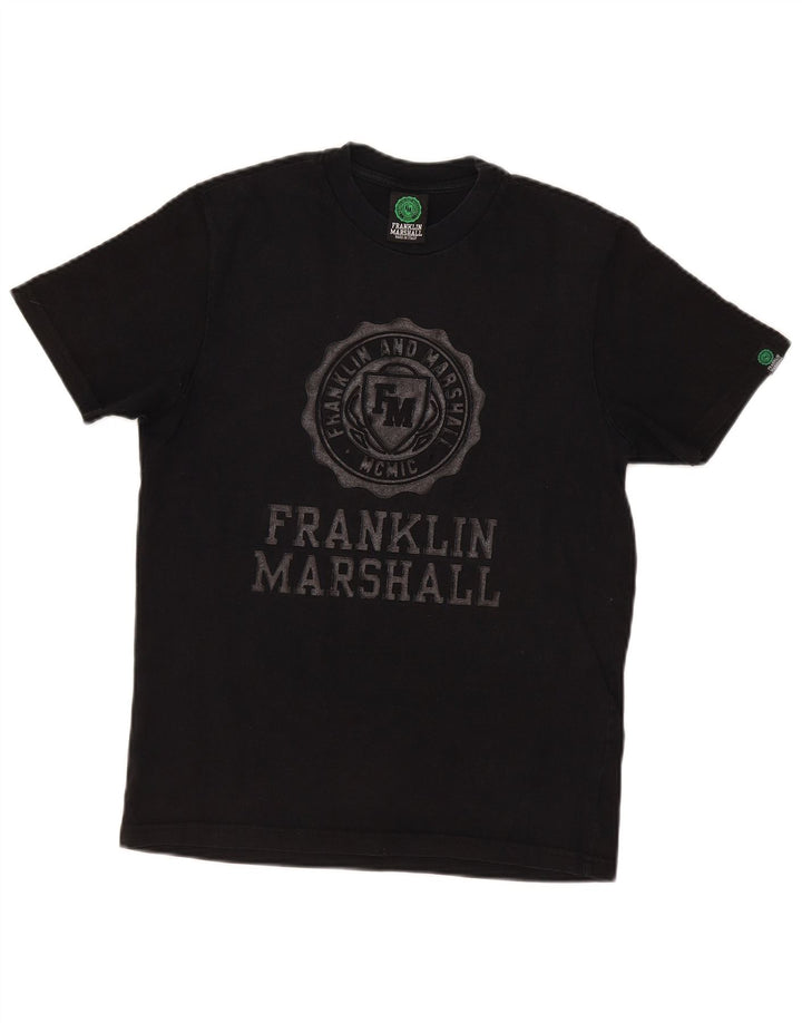 Camiseta gráfica masculina Franklin Marshall pequena preta