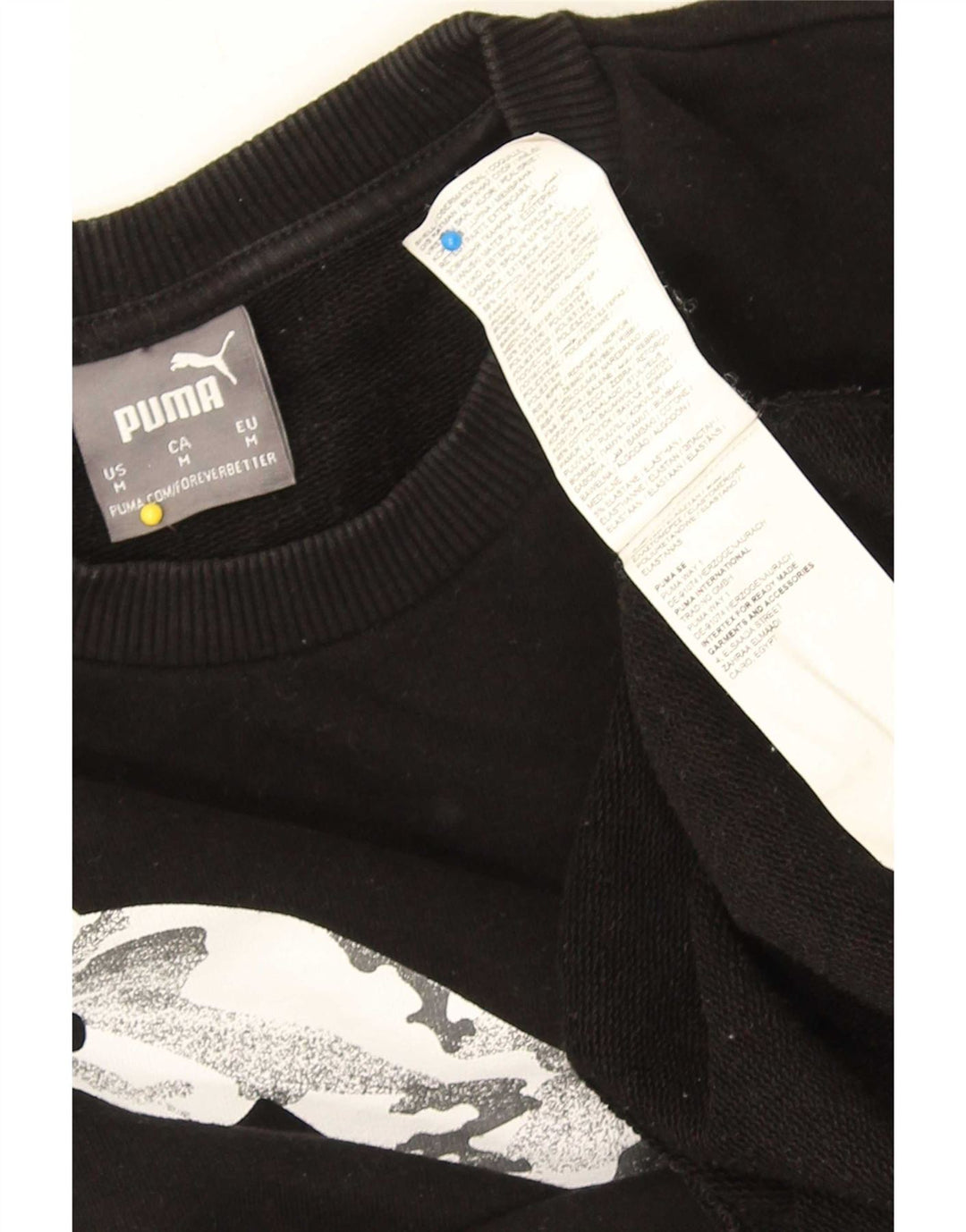 Puma Mens Graphic Moletom Jumper Médio Algodão Preto