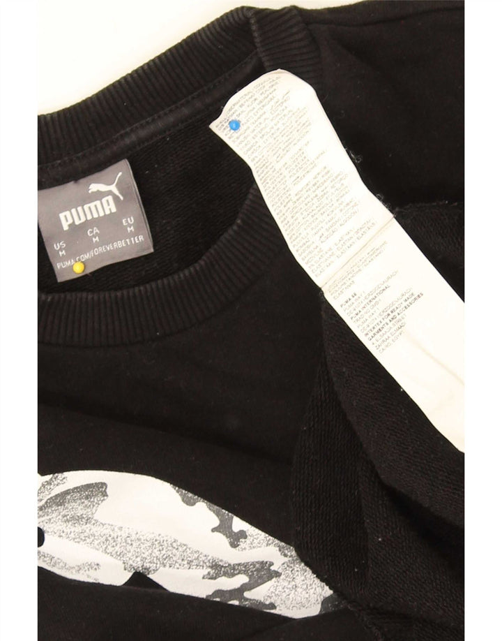Puma Mens Graphic Moletom Jumper Médio Algodão Preto