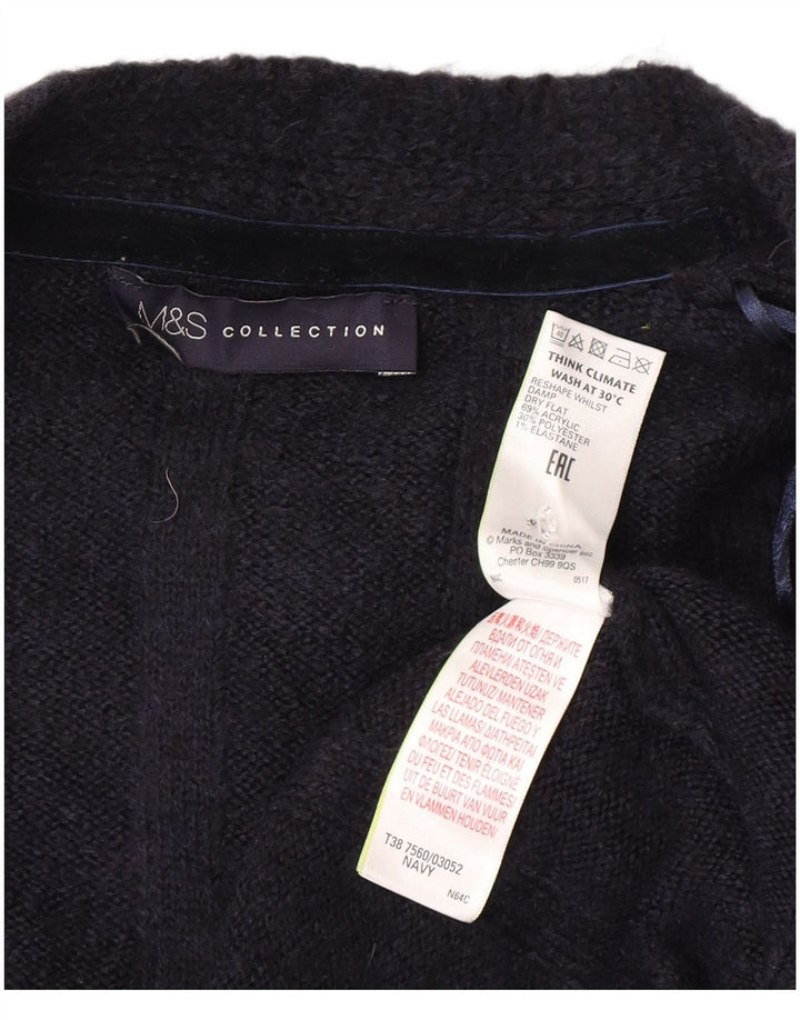 Suéter cardigã feminino Longline da Marks & Spencer Reino Unido 14 médio azul marinho