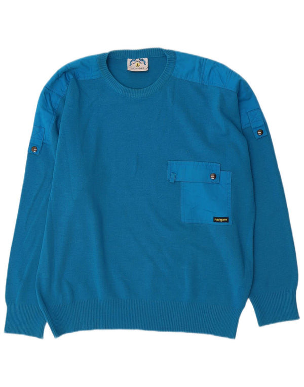 Suéter masculino Navigare com gola redonda IT 50/52 XL lã azul
