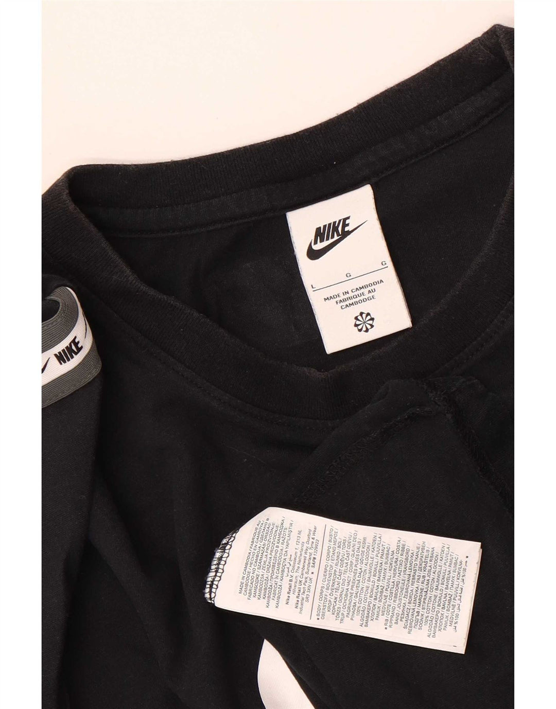 Camiseta gráfica masculina Nike grande algodão colorblock preto