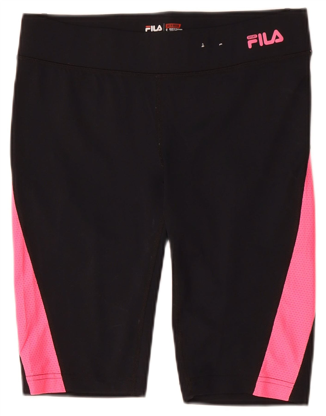 Shorts esportivos femininos FILA UK 10 pequeno poliéster colorblock preto