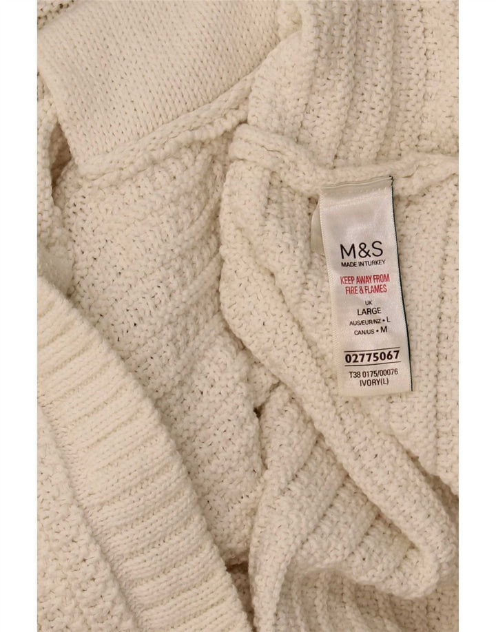Suéter cardigã feminino Marks & Spencer UK 16 grande off white