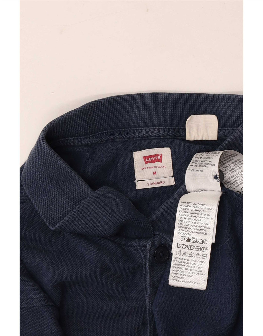 Camisa polo masculina Levi's Standard média azul marinho algodão