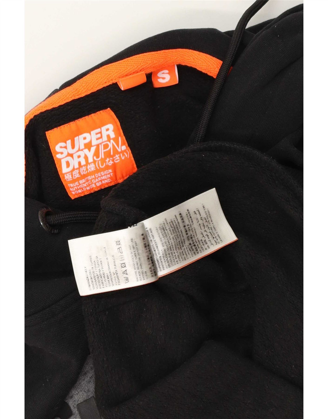 Suéter com capuz gráfico masculino Superdry pequeno algodão preto