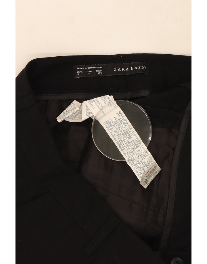 Zara Womens Chino Shorts Pequeno W26 Poliéster Preto
