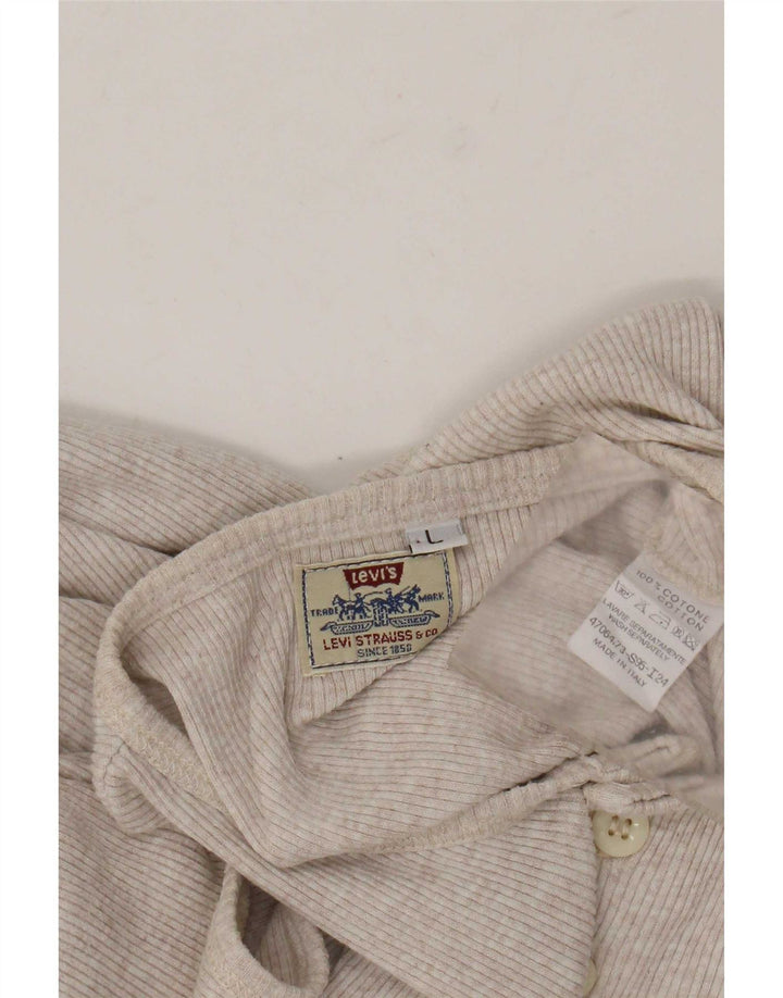 Colete feminino Levi's UK 14 grande algodão manchado bege