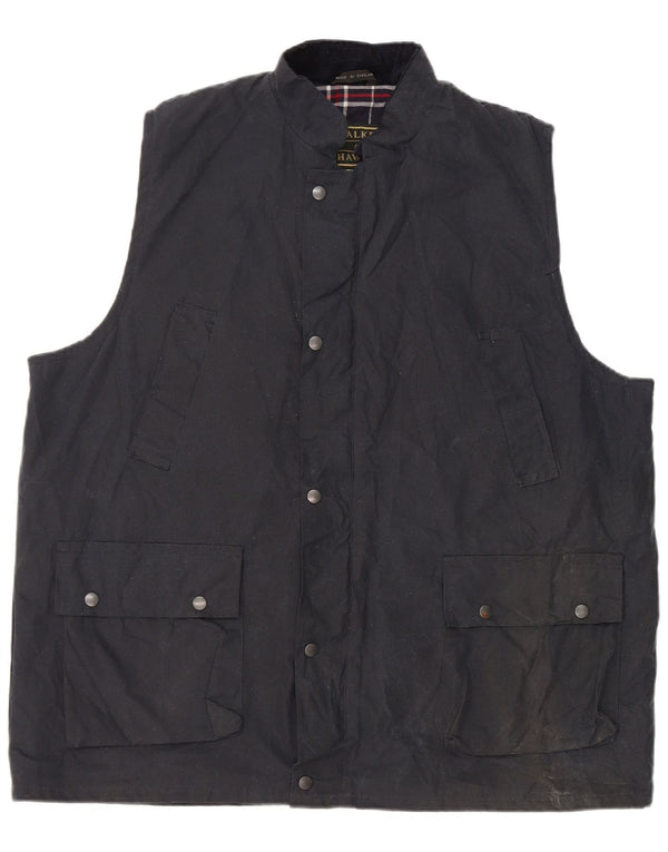 Colete masculino de algodão encerado Walker and Hawkes UK 46 3XL azul marinho