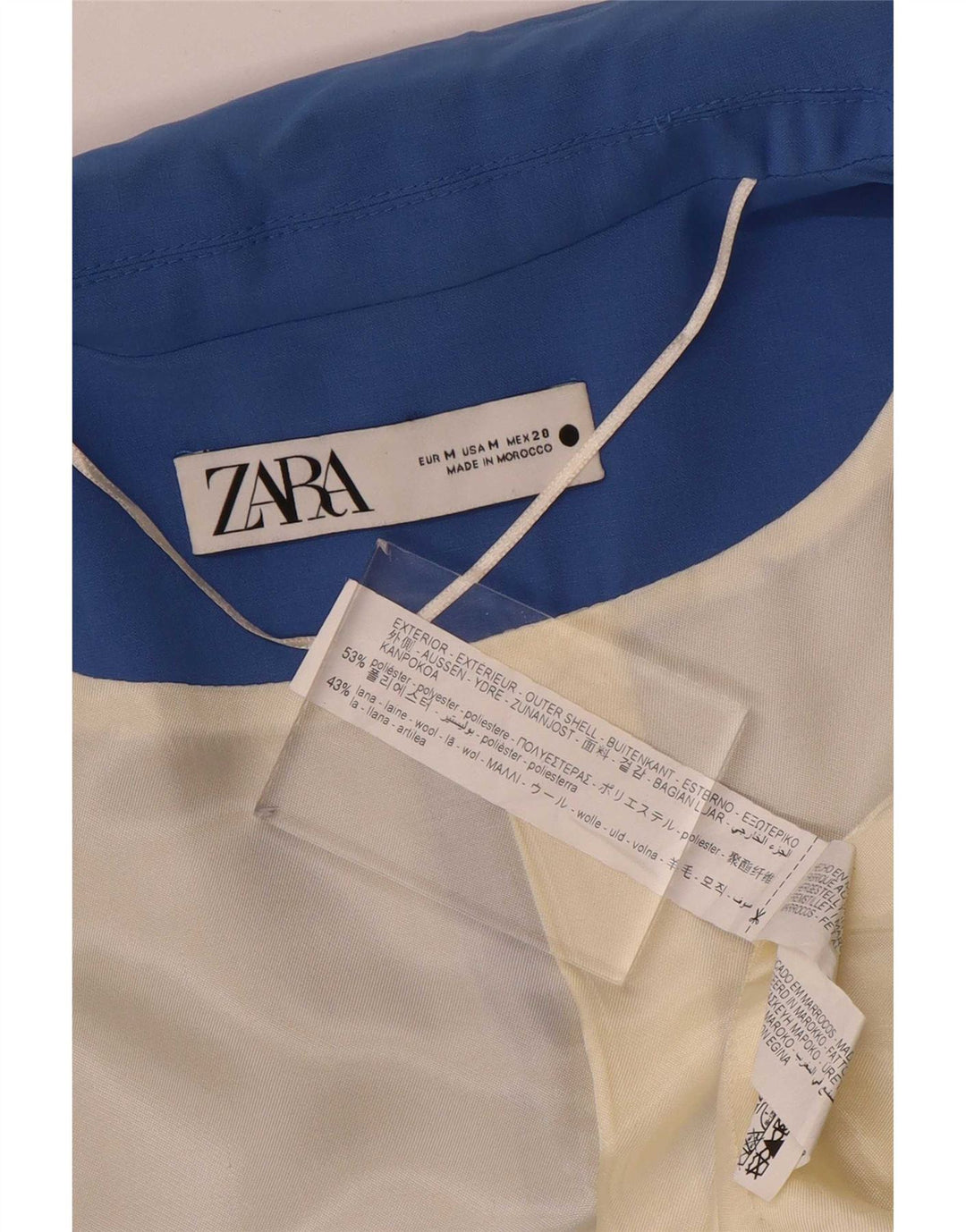 Jaqueta blazer feminina Zara com 1 botão Reino Unido 14 poliéster azul médio