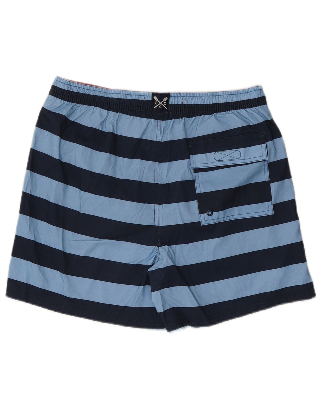 CREW CLOTHING Shorts de natação masculino poliéster listrado azul médio