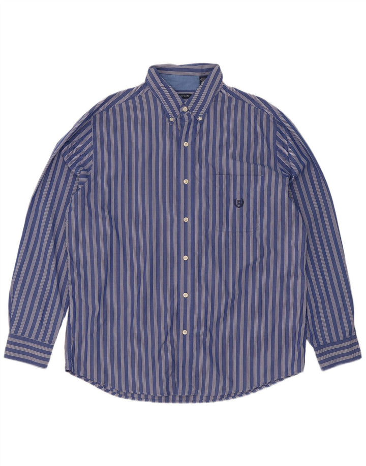 Camisa masculina Chaps grande algodão listrado azul