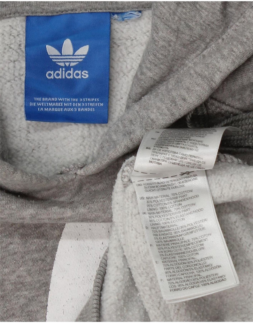 ADIDAS Womens Graphic Hoodie Jumper UK 10 Pequeno Cinza Algodão
