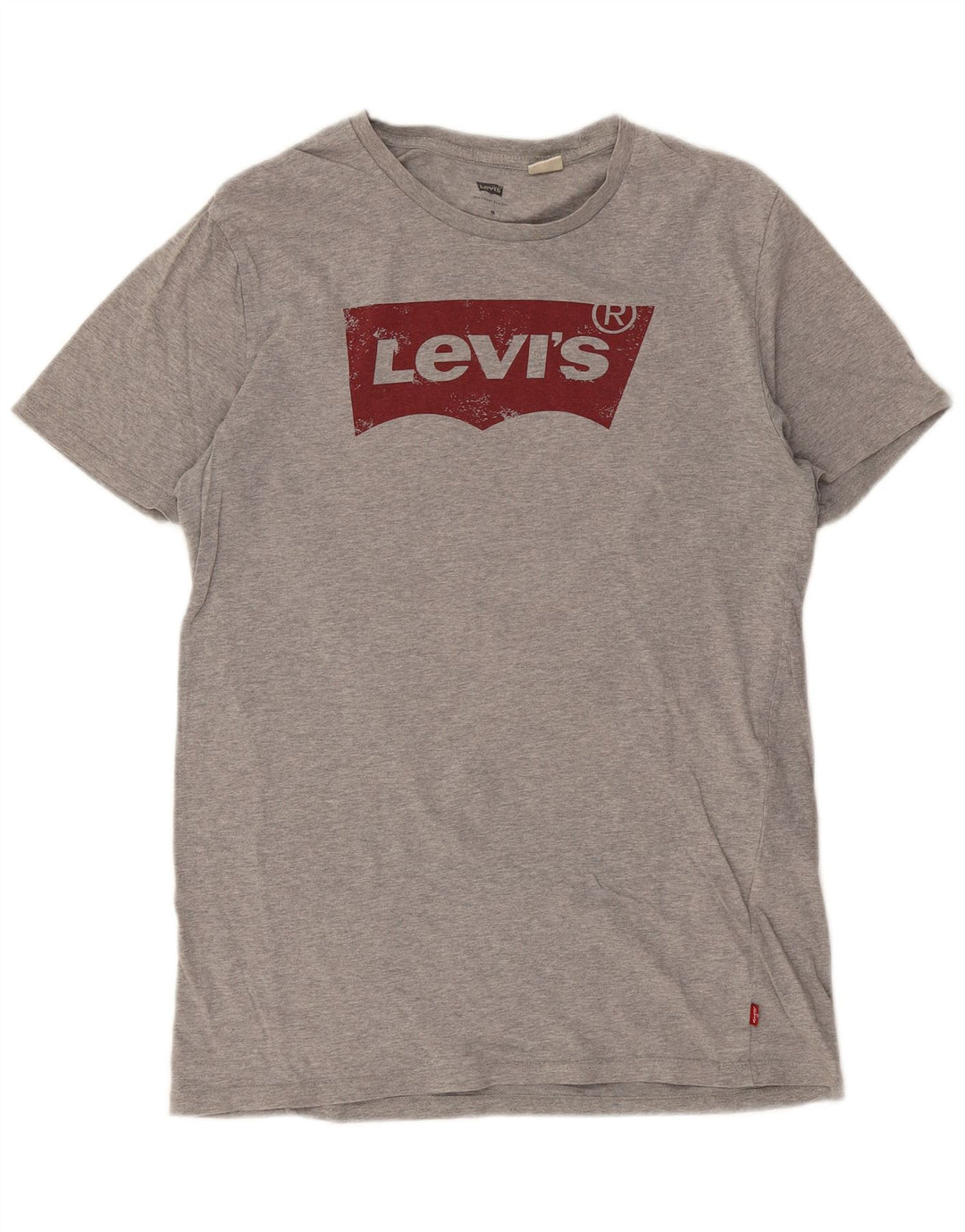 Camiseta gráfica masculina LEVI'S Top algodão manchado cinza médio