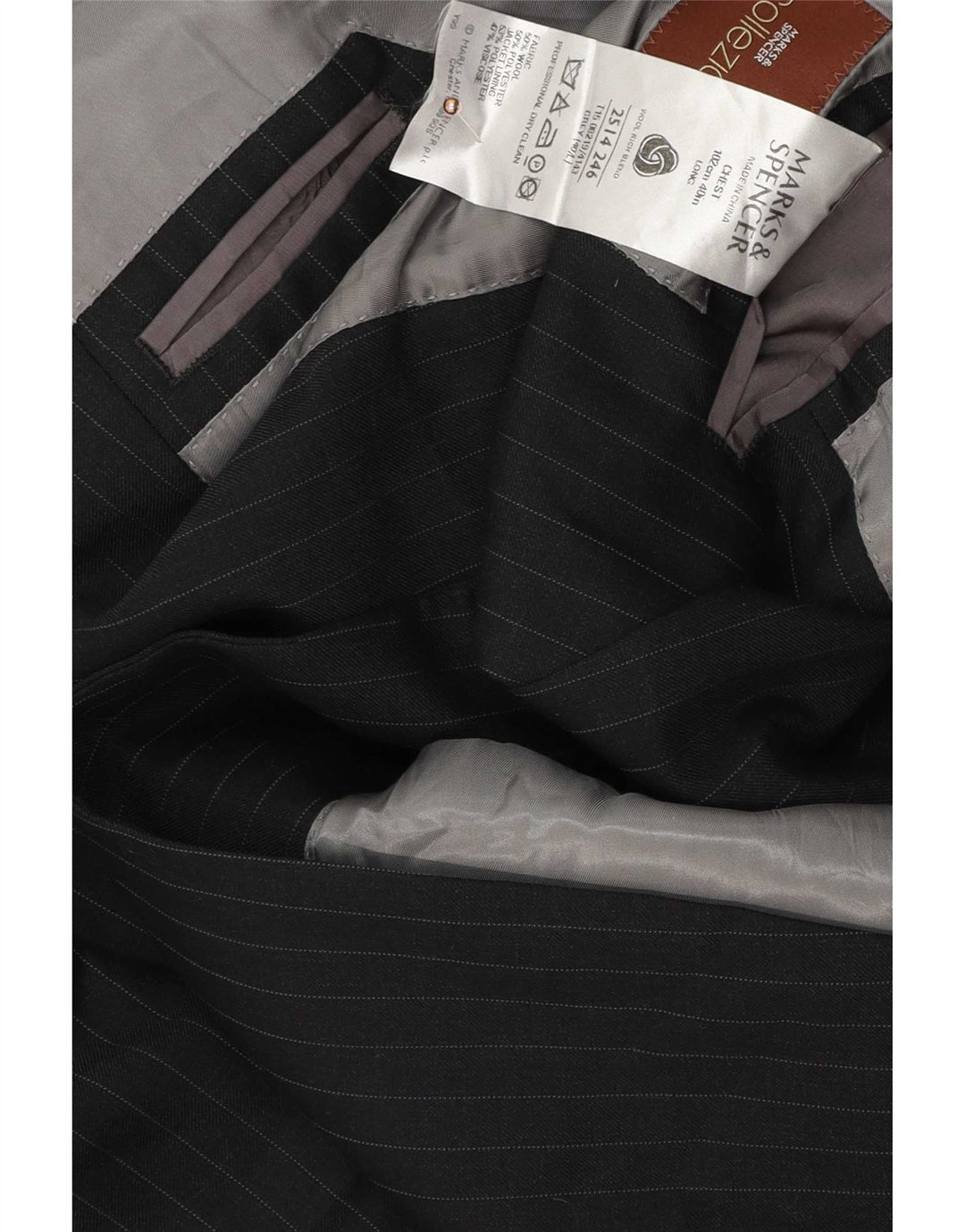 Jaqueta blazer masculina de 2 botões Marks & Spencer Reino Unido 40 risca de giz cinza médio