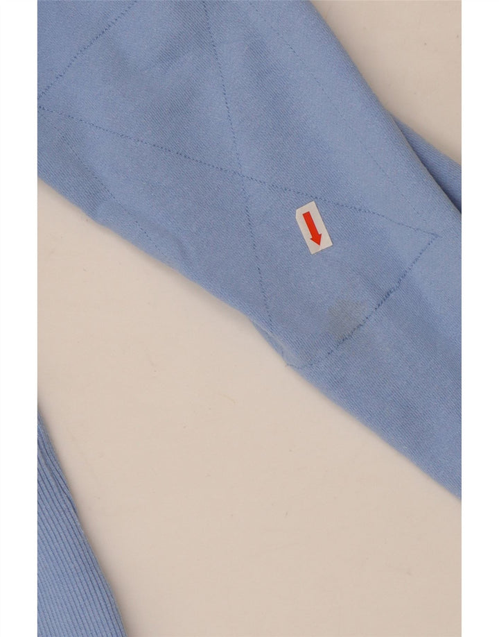 Suéter feminino Joules com gola redonda e botão UK 12 algodão azul médio
