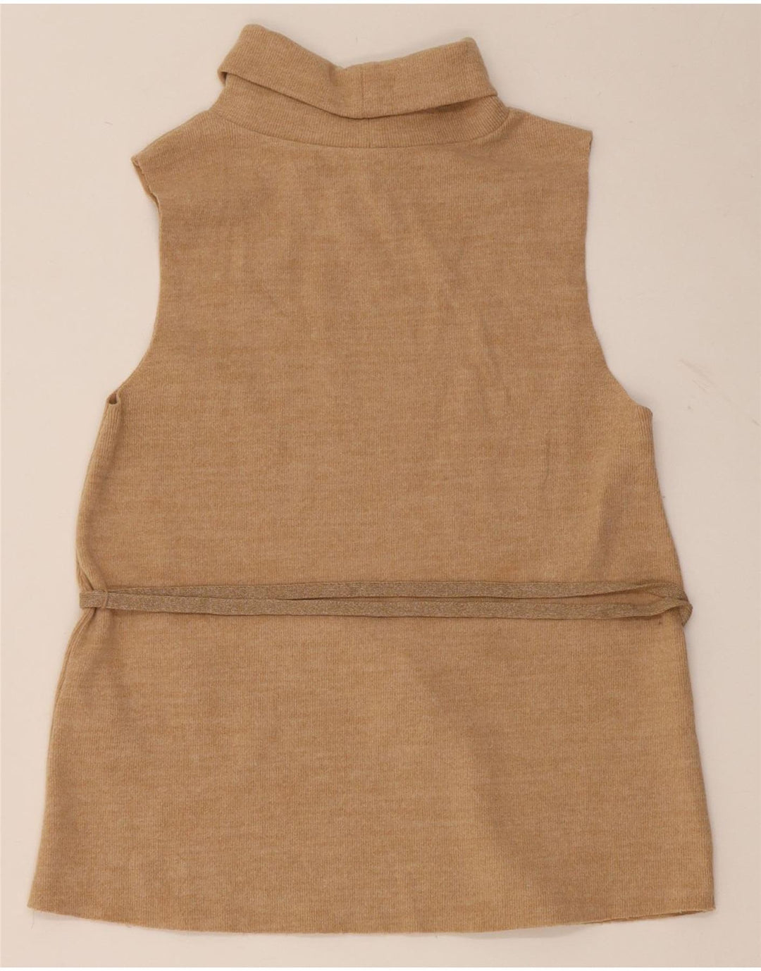 Blusa feminina sem mangas Zara Top UK 12 algodão bege médio