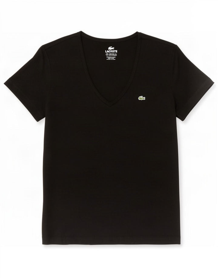Camiseta feminina Lacoste tamanho superior 42 grande algodão preto