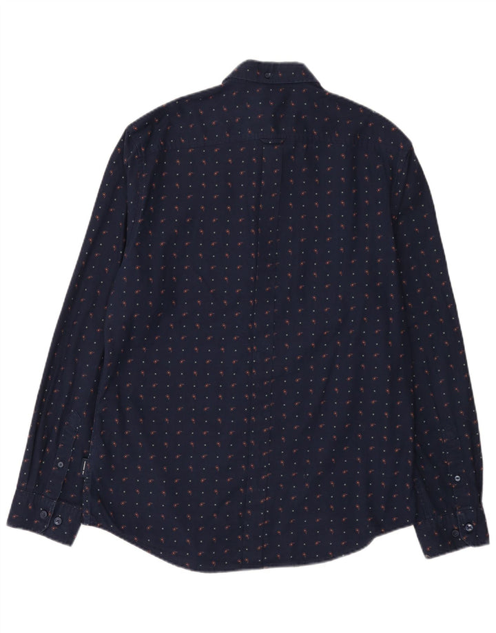 Camisa masculina Ben Sherman grande algodão manchado azul marinho