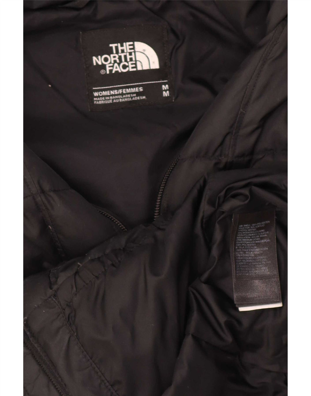 Jaqueta acolchoada com capuz feminina The North Face UK 14 poliéster preto médio