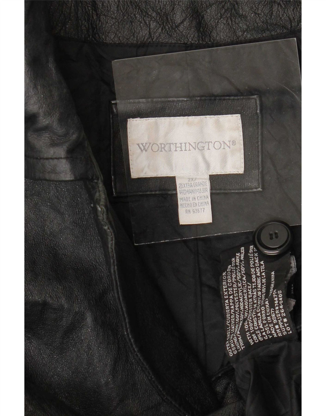 Casaco de couro feminino Worthington Reino Unido 20 2XL preto