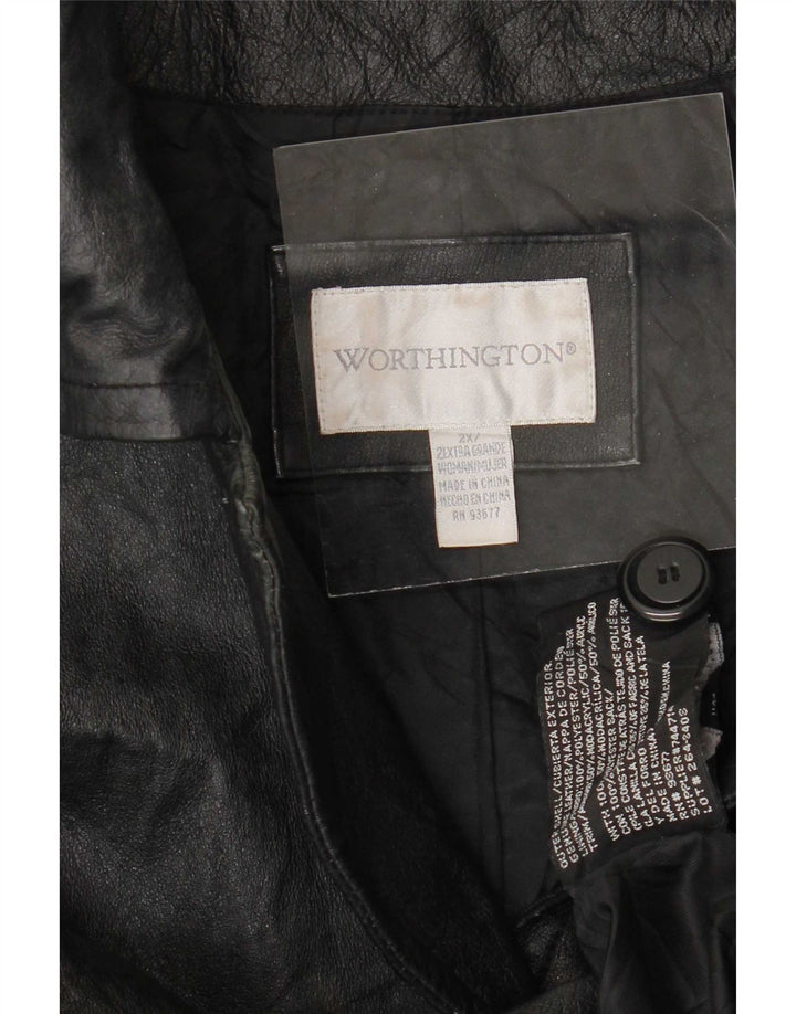 Casaco de couro feminino Worthington Reino Unido 20 2XL preto