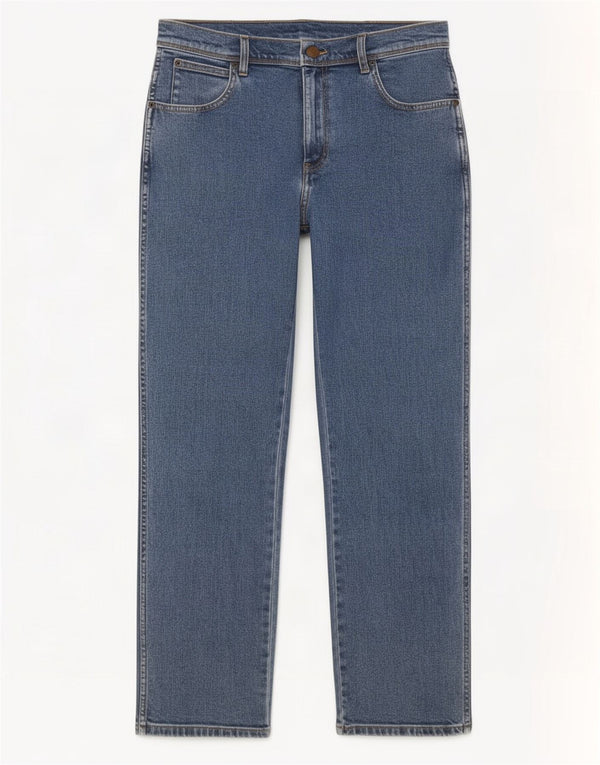Wrangler Mens Regular Fit Jeans Reta W32 L30 Azul Algodão