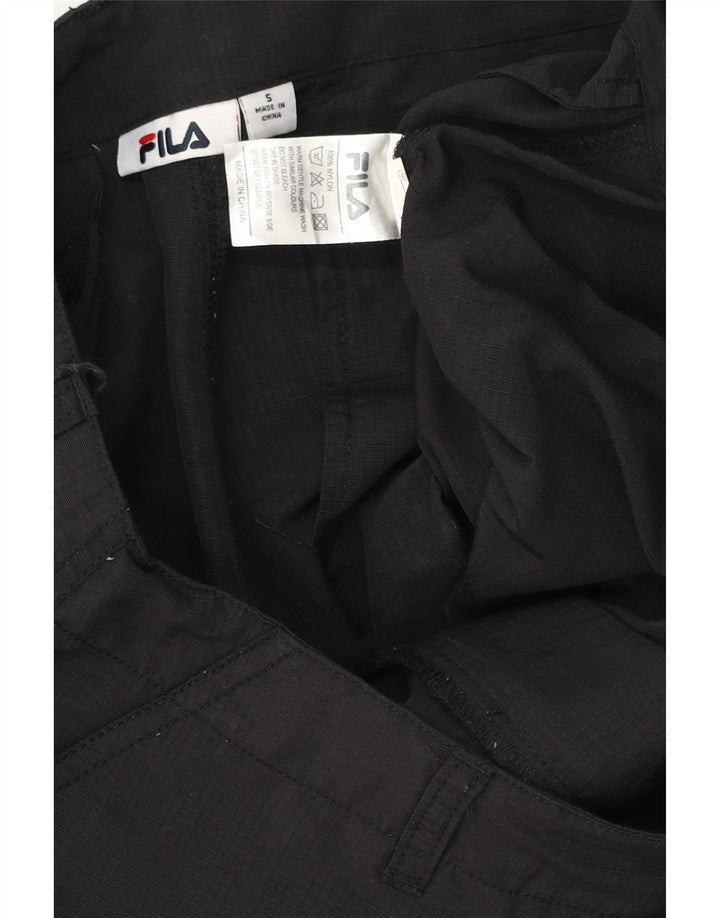 FILA Mens Cargo Shorts Pequeno W32 Poliéster Preto