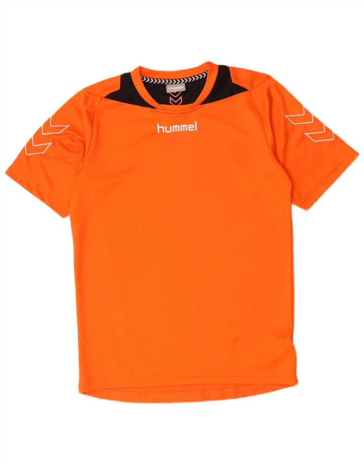 HUMMEL Camiseta masculina gráfica top pequeno laranja colorblock poliéster