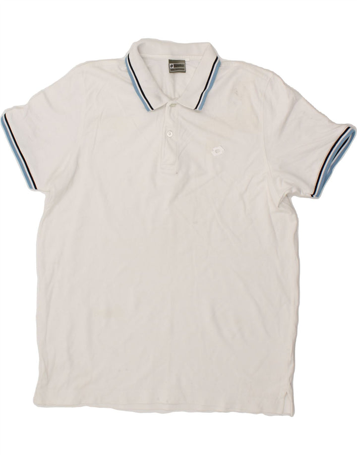 LOTTO Mens Polo Shirt XL White Cotton Vintage Lotto and Second-Hand Lotto from Messina Hembry 