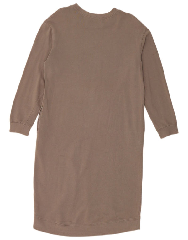 Zara Vestido feminino de manga comprida UK 10 pequeno algodão cinza