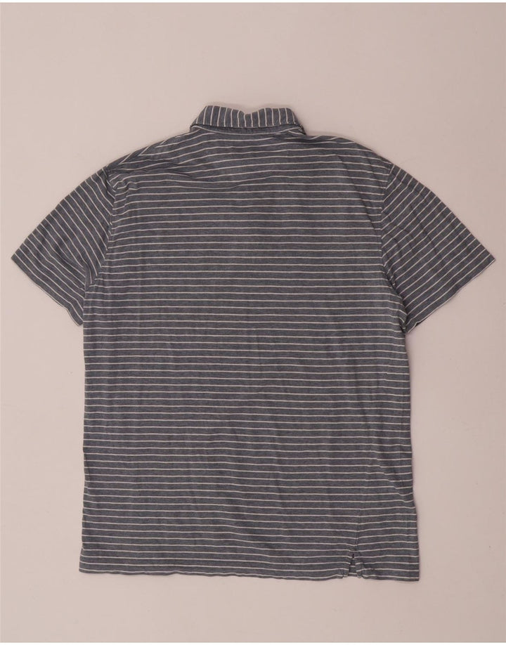 Camisa polo masculina Hackett Slim Fit grande listrada cinza