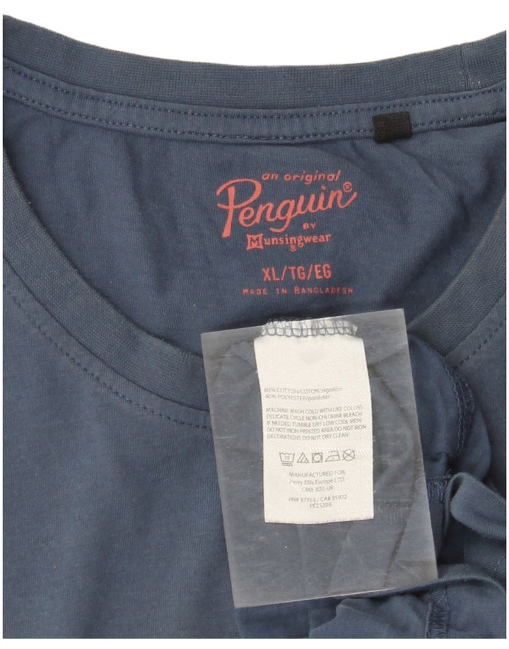 Camiseta gráfica masculina Penguin Top XL algodão azul