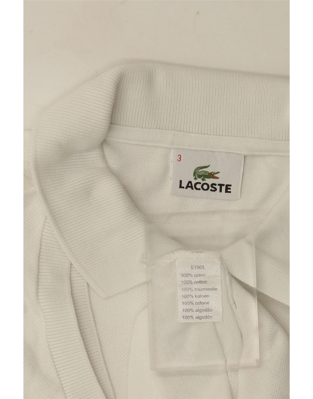 Camisa polo masculina LACOSTE tamanho 3 pequeno algodão branco