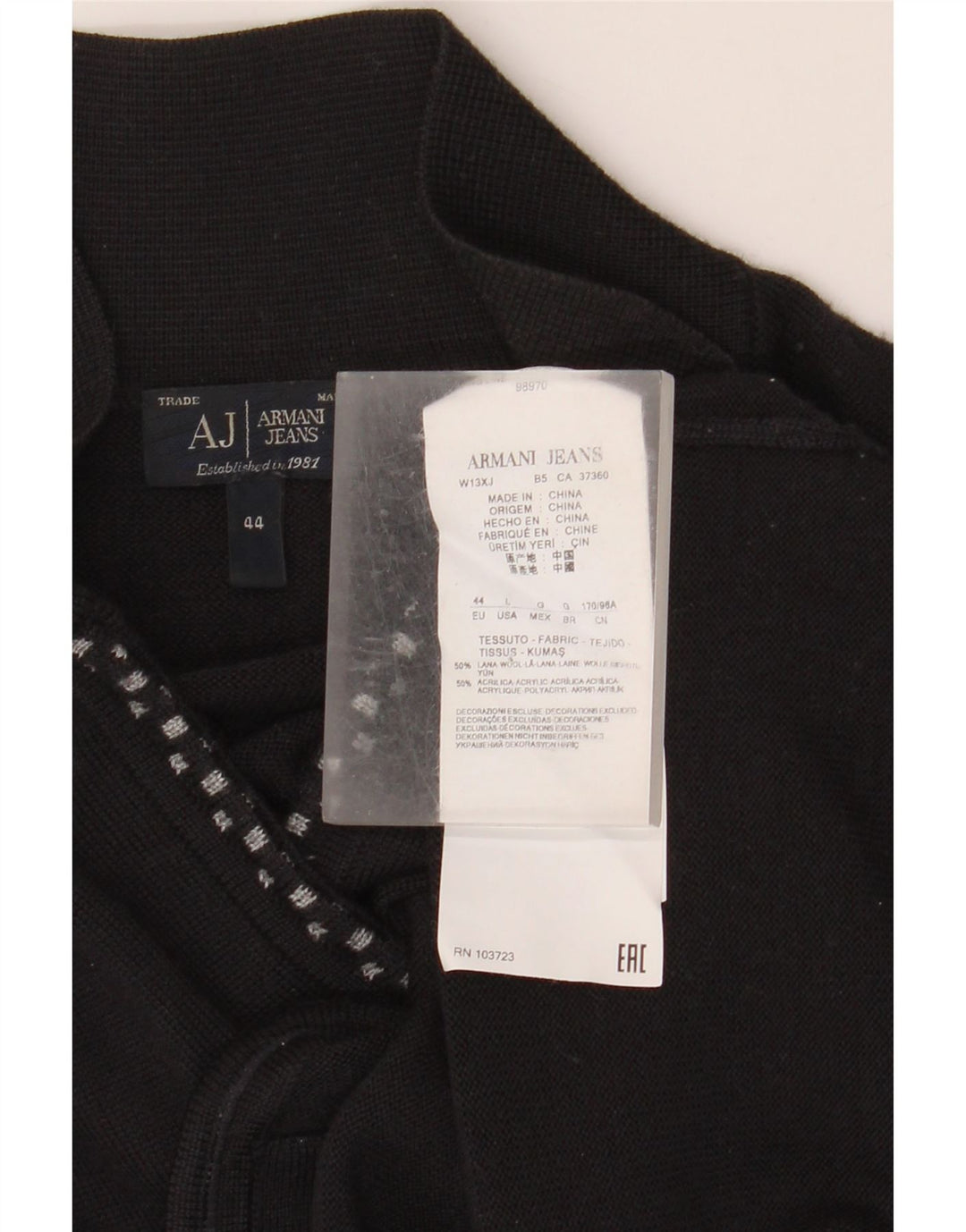 Suéter cardigã feminino Armani Jeans IT 44 lã preta média